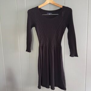 American Eagle Dress ribbed knit black fit & flare S long sleeve Y2K AE sweater‎